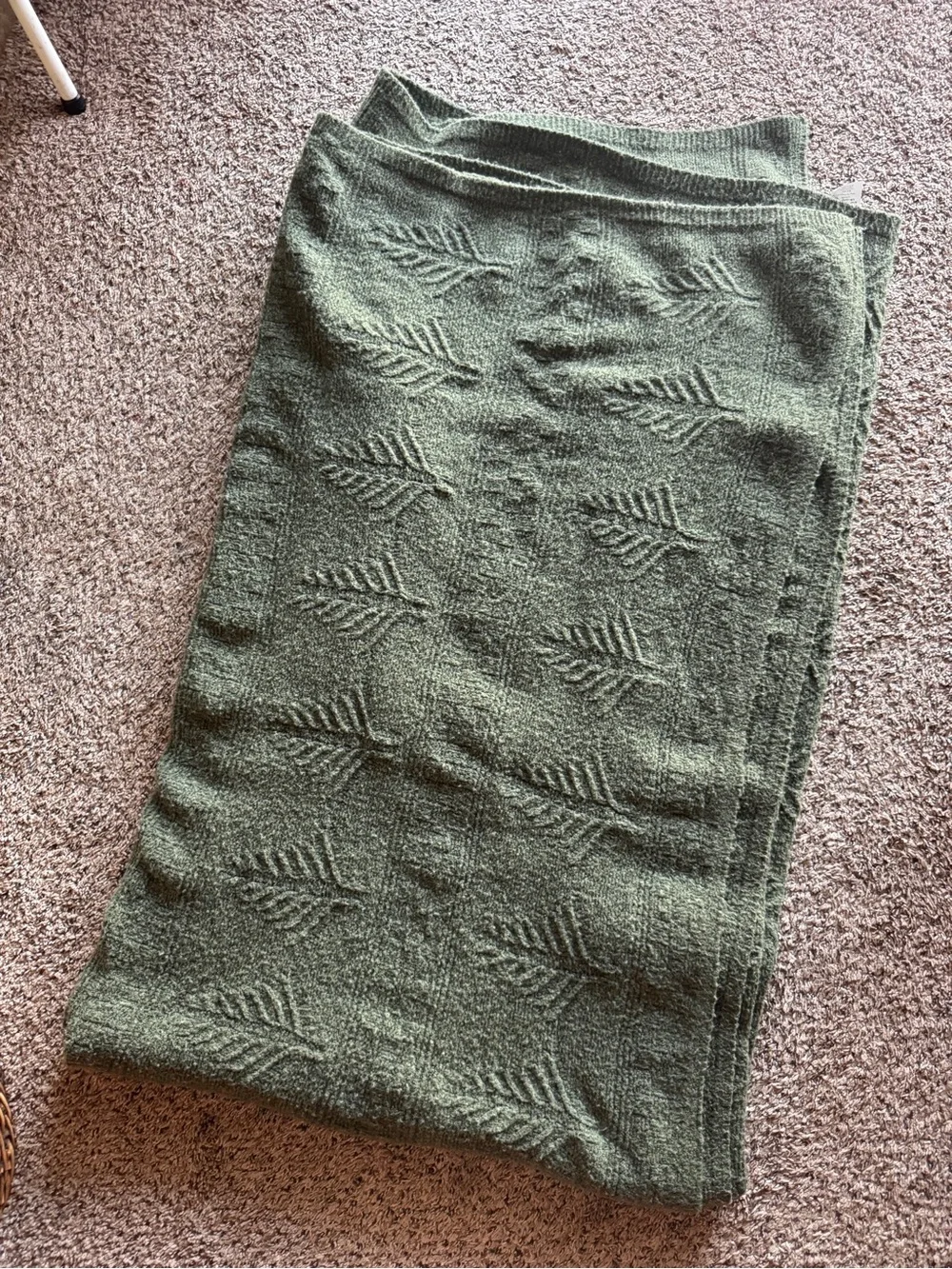 Pottery Barn Arden Tree Knit Blanket Loden Green 88”x96”